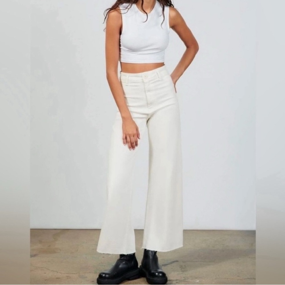 Zara Marine High-waisted Straight White Denim Jeans
